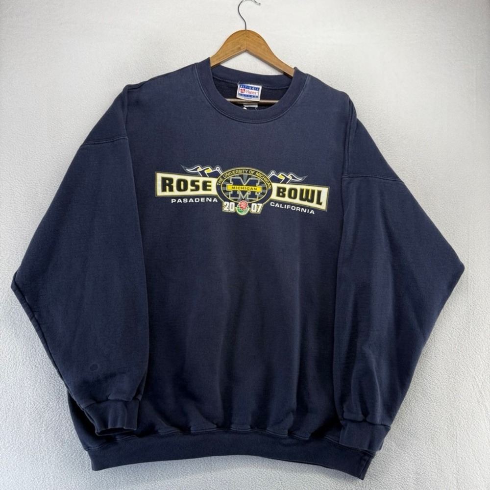 Vintage Michigan Wolverines Sweatshirt men's 2XL Blue Rose Bowl Crewneck Graphic